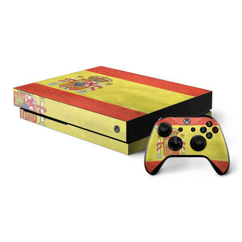 Spain Flag Distressed Xbox One X Bundle Skin